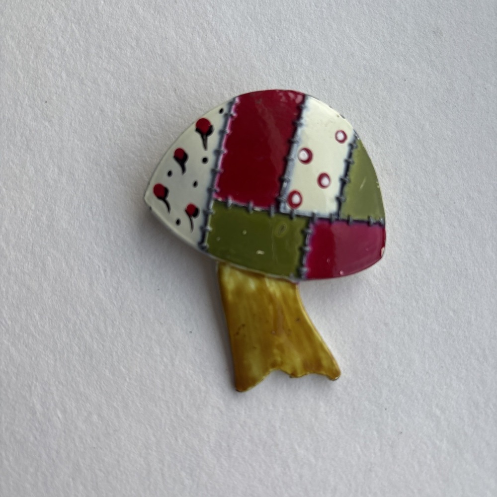 VTG Pakula Jewelry Mushroom Pin Brooch Enamel